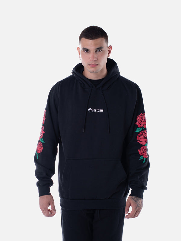 Moletom Overcome Canguru "Script Roses" Preto