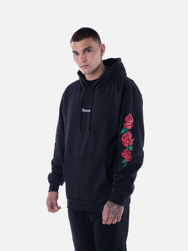 Moletom Overcome Canguru "Script Roses" Preto