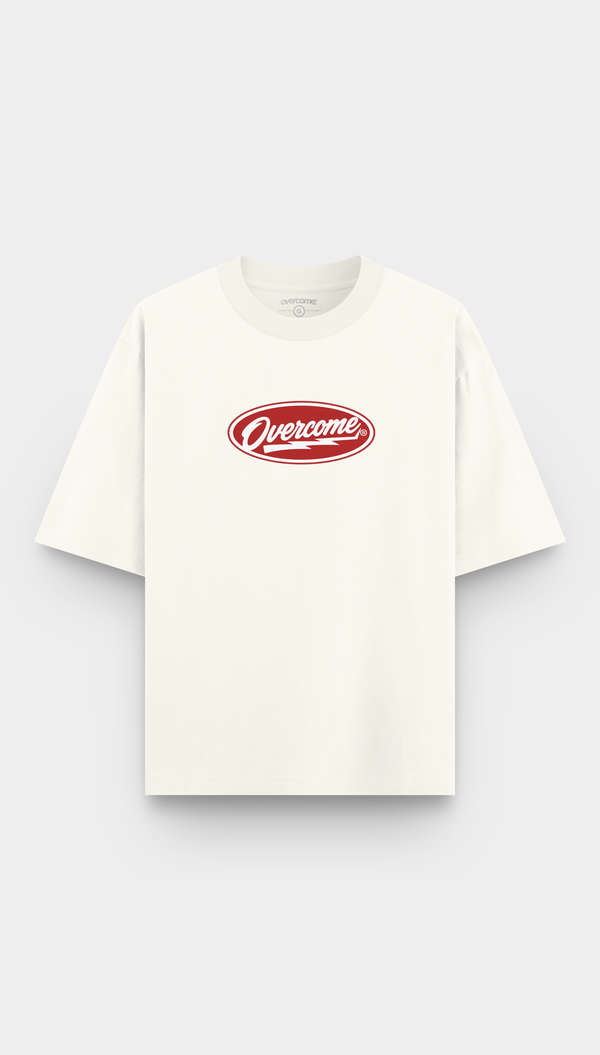 Camiseta Overcome Oversized 50's Off White/Vermelha-001