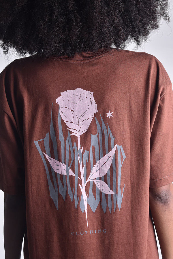 Camiseta Overcome Gothic Rose Marrom