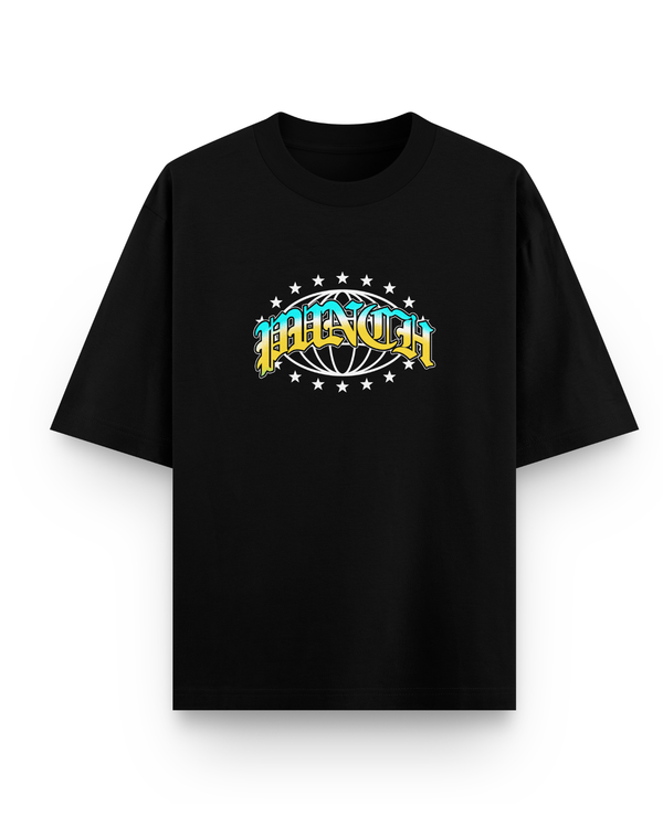 Camiseta Overcome x Punch Oversized Worldwide Preta-001