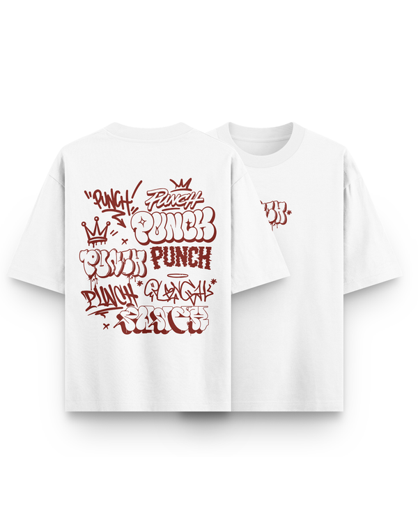 Camiseta Overcome x Punch Oversized Street Crown Off White/Vermelha-001
