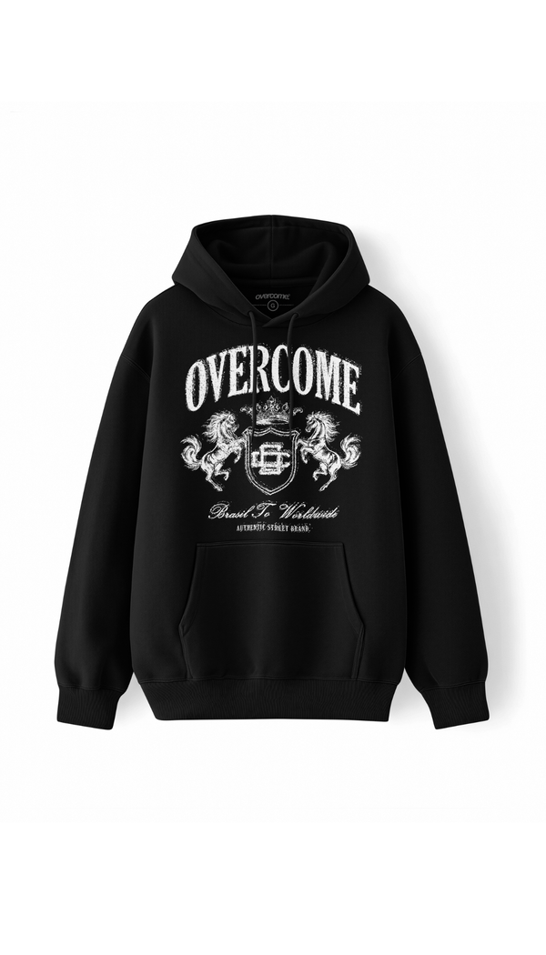 Moletom Canguru Overcome Royal Horse Preto/Off White-001