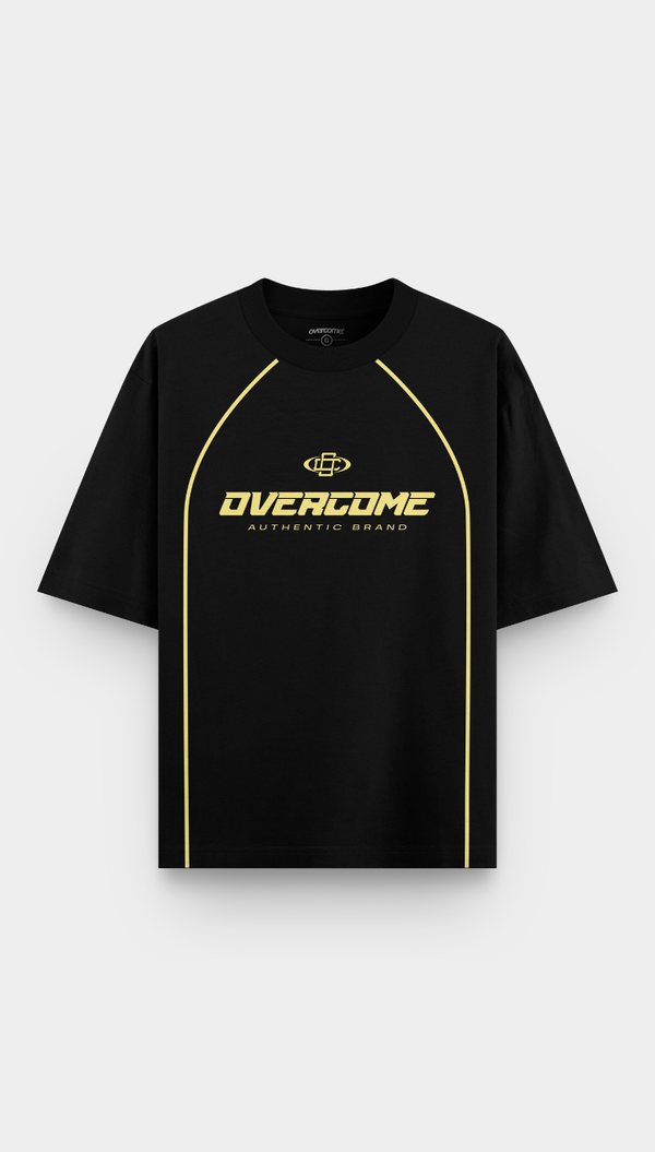 Camiseta Oversized Overcome Unbreaker Preta/Amarela-001
