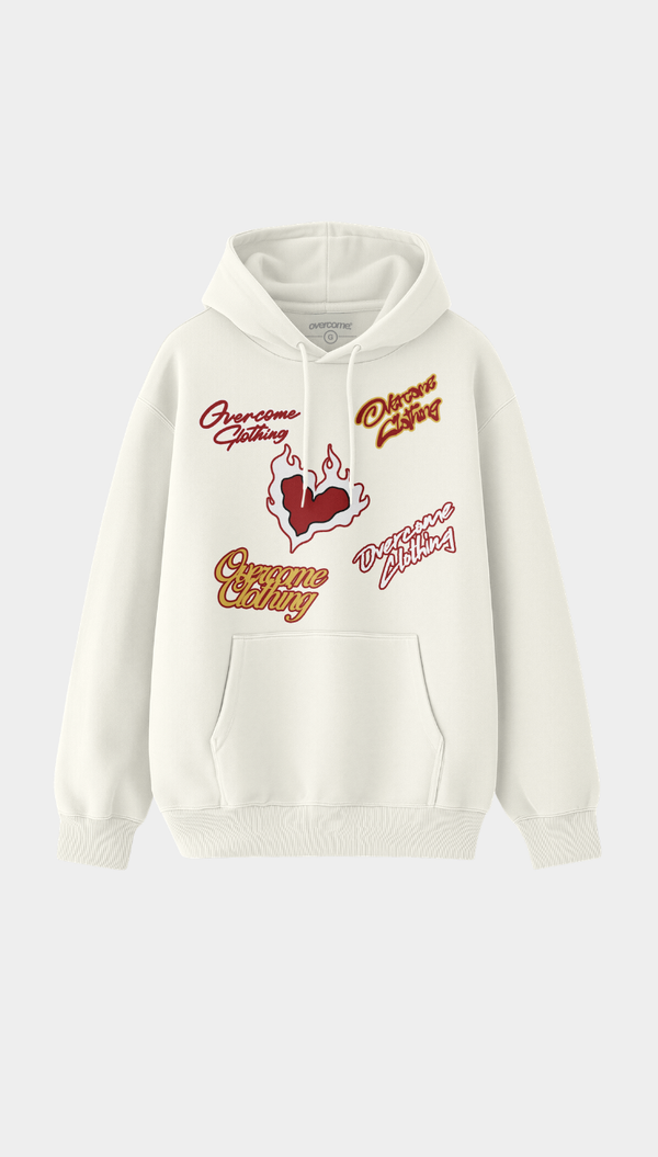 Moletom Overcome Canguru Heart On Fire Off White-001
