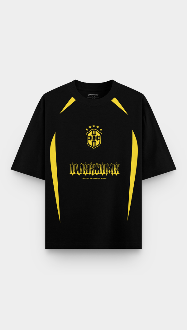 Camiseta Overcome Oversized Prime Preta/Amarela-001