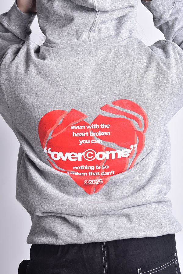 Moletom Overcome Canguru Broken Heart Cinza Mescla