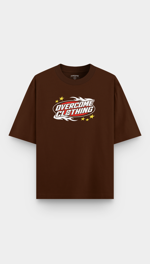 Camiseta Overcome Oversized Flame Race Marrom-001