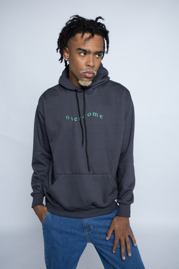 Moletom Canguru Overcome Logo Curve Cinza