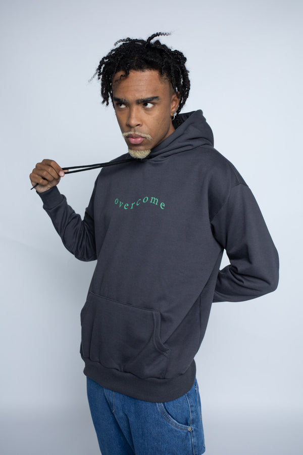 Moletom Canguru Overcome Logo Curve Cinza