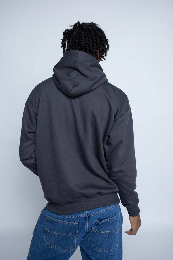 Moletom Canguru Overcome Logo Curve Cinza