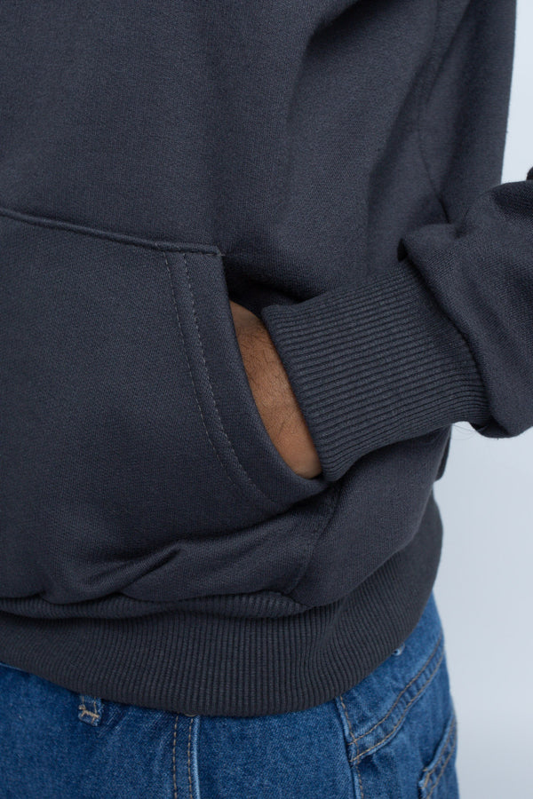 Moletom Canguru Overcome Logo Curve Cinza