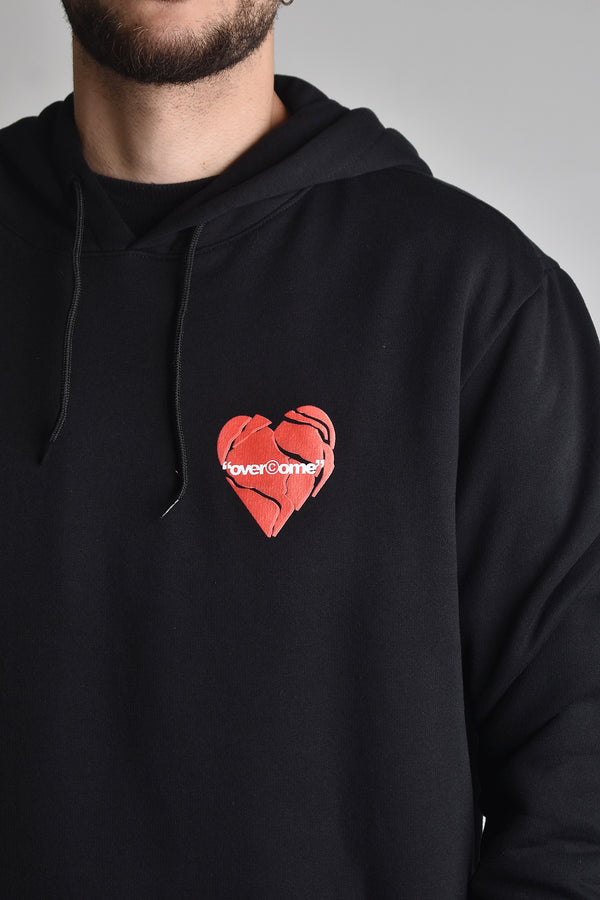 Moletom Overcome Canguru Broken Heart Preto