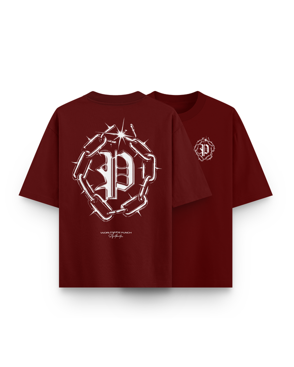Camiseta Overcome x Punch Oversized Broken Crown Bordo-001