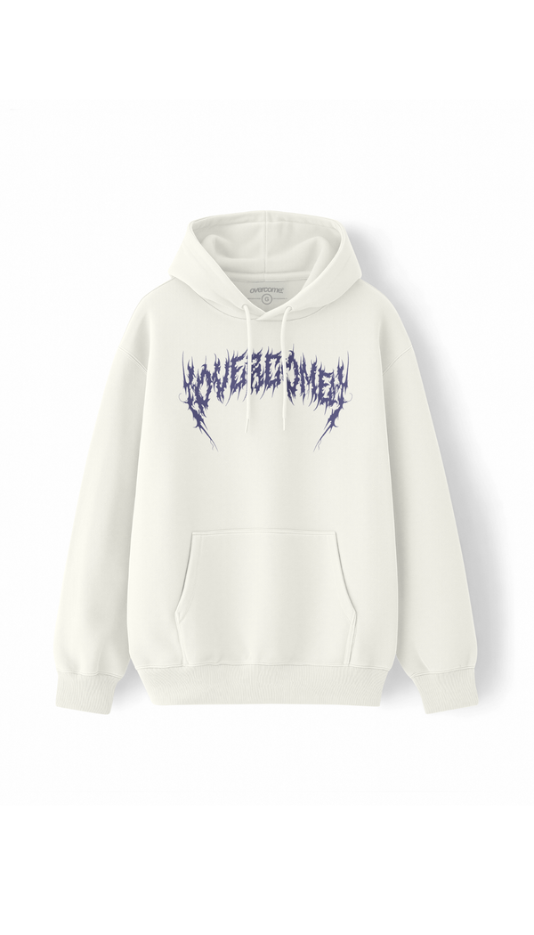 Moletom Canguru Overcome Hollow Mind Off White/Preto-001
