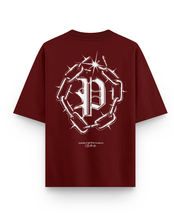 Camiseta Overcome x Punch Oversized Broken Crown Bordo-001