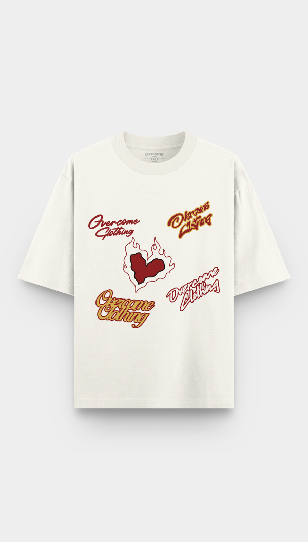Camiseta Overcome Oversized Heart On Fire Off White-001