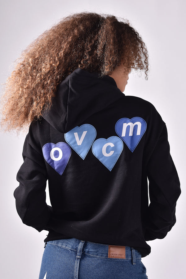 Moletom Overcome Canguru Blue Harts Preto