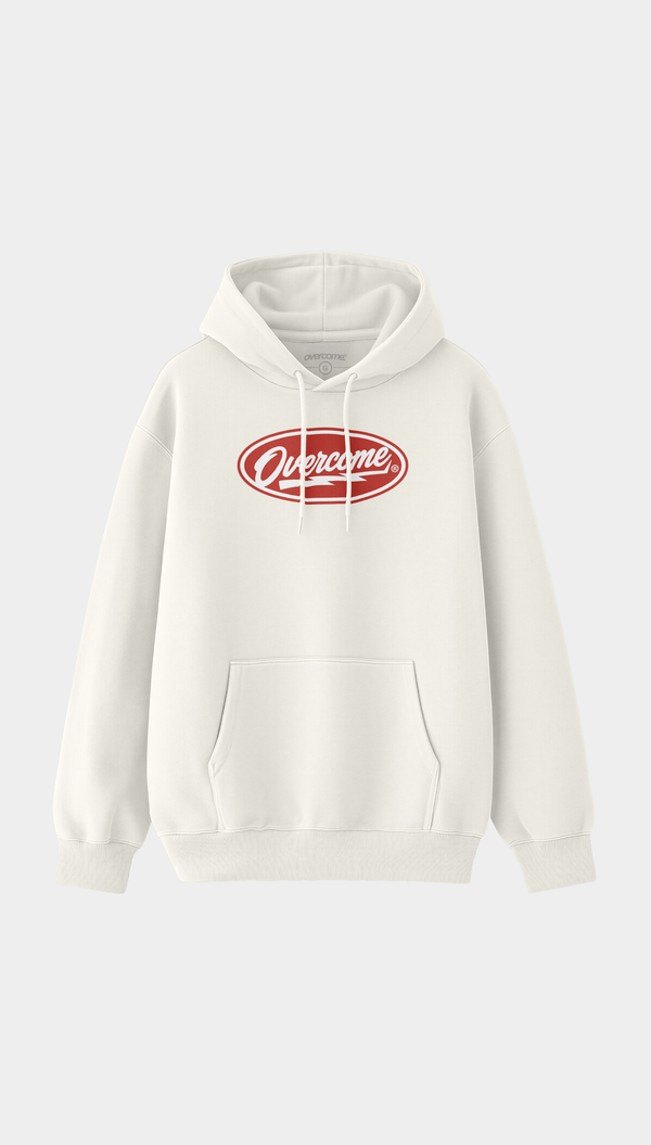 Moletom Canguru Overcome 50's Off White/Vermelho-001