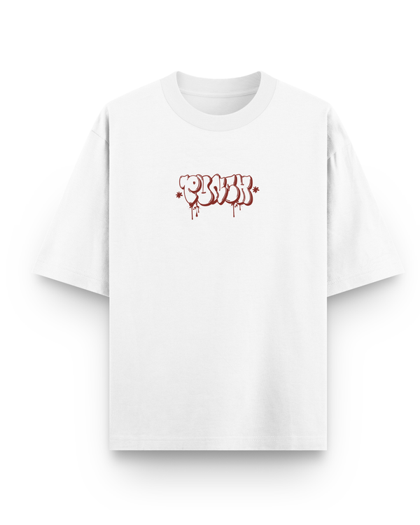 Camiseta Overcome x Punch Oversized Street Crown Off White/Vermelha-001