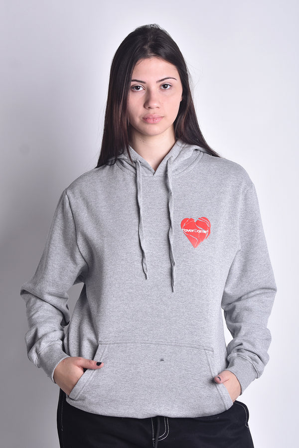 Moletom Overcome Canguru Broken Heart Cinza Mescla