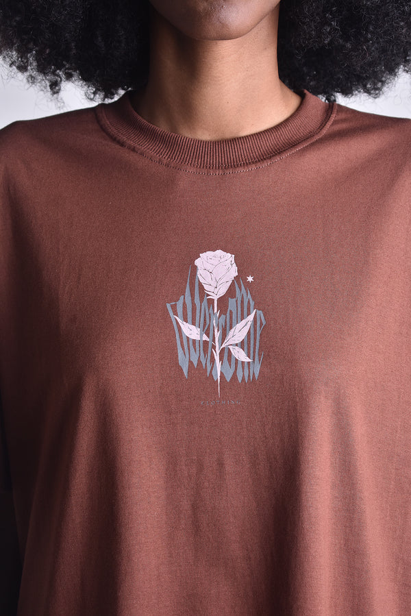 Camiseta Overcome Gothic Rose Marrom