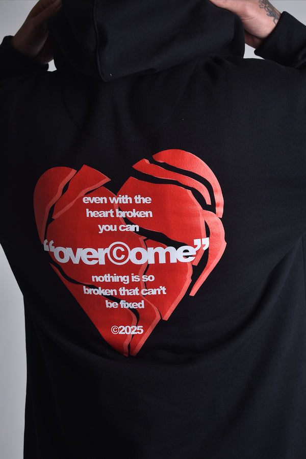 Moletom Overcome Canguru Broken Heart Preto