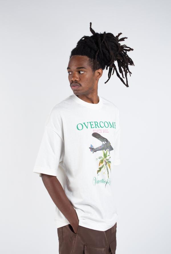 Camiseta Oversized Overcome Airplane Off White