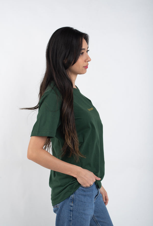 Camiseta Overcome New Script Verde Militar/Amarela
