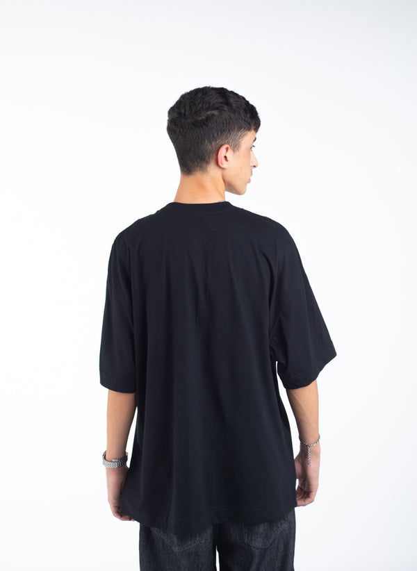 Camiseta Oversized Overcome Varsity Puff Preta