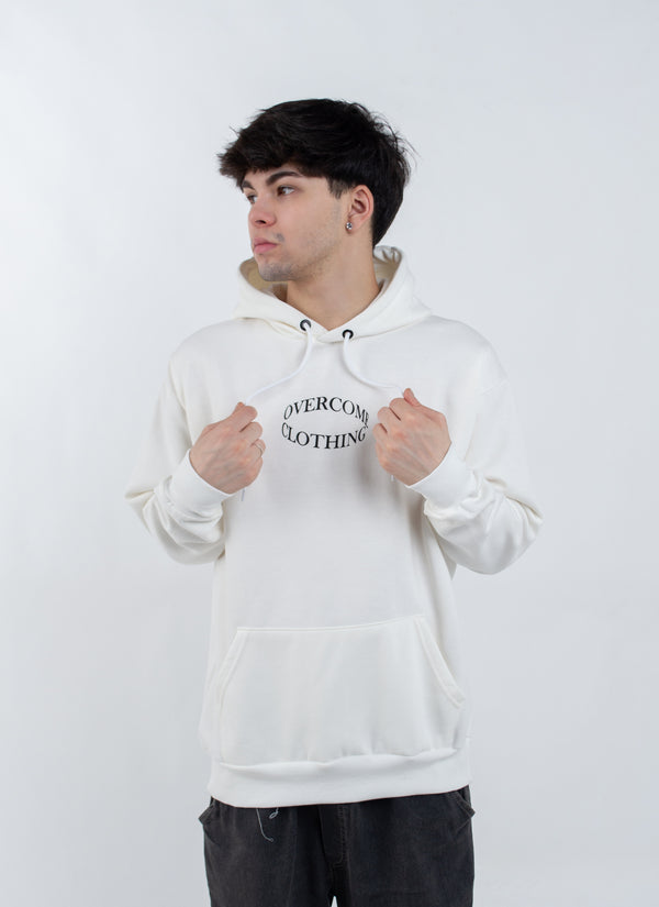 Moletom Overcome Canguru Spiral Script Off White