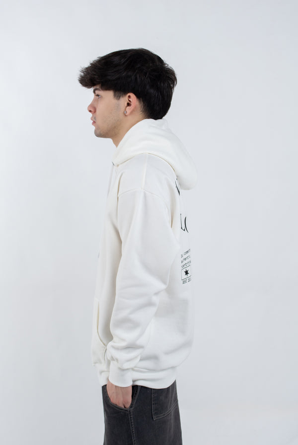 Moletom Overcome Canguru Spiral Script Off White