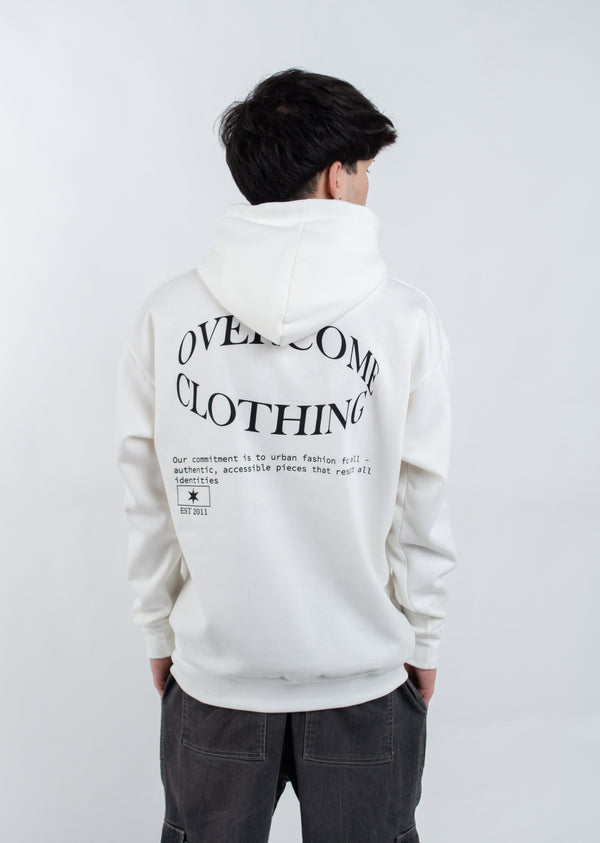 Moletom Overcome Canguru Spiral Script Off White