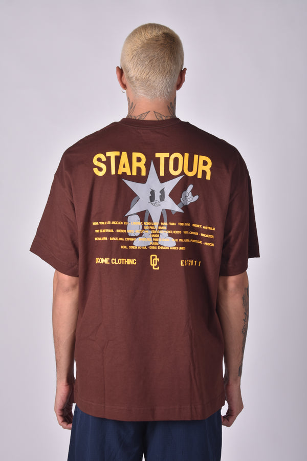 Camiseta Overcome Oversized Star Tour Marrom