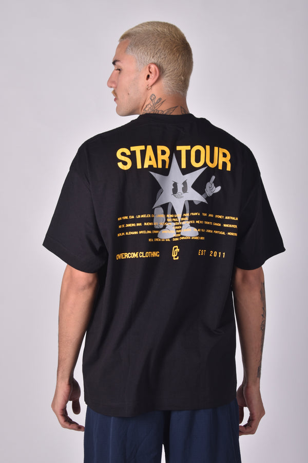 Camiseta Overcome Oversized Star Tour Preta
