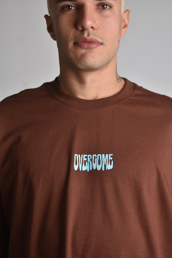 Camiseta Oversized Overcome Dripping Flower Marrom