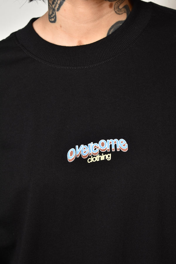 Camiseta Overcome Oversized Vintage Letters Preta