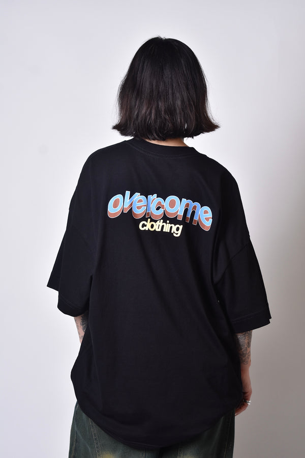 Camiseta Overcome Oversized Vintage Letters Preta