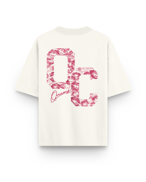 Camiseta Overcome Oversized OC Kisses Off White/Rosa-001