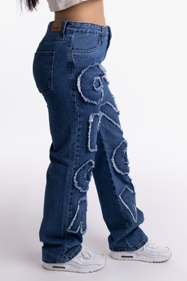 Calça Jeans Overcome Letters Azul
