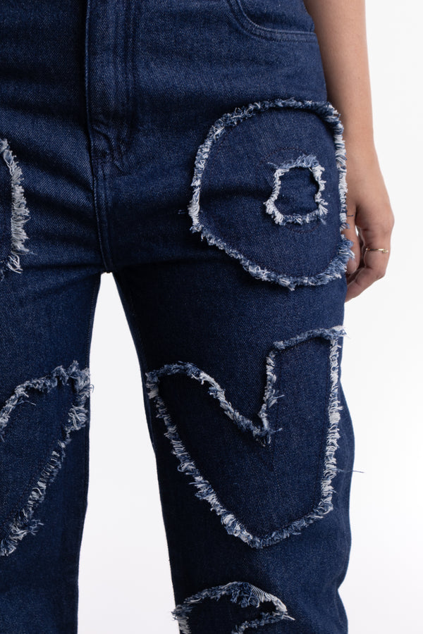 Calça Jeans Overcome Letters Azul Escuro