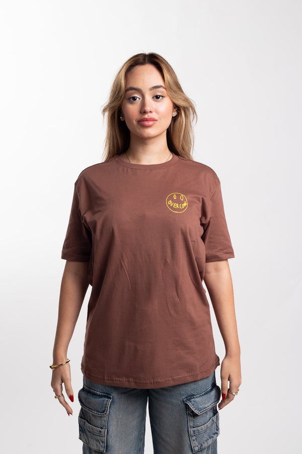 Camiseta Overcome "Smile for Haters" Marrom