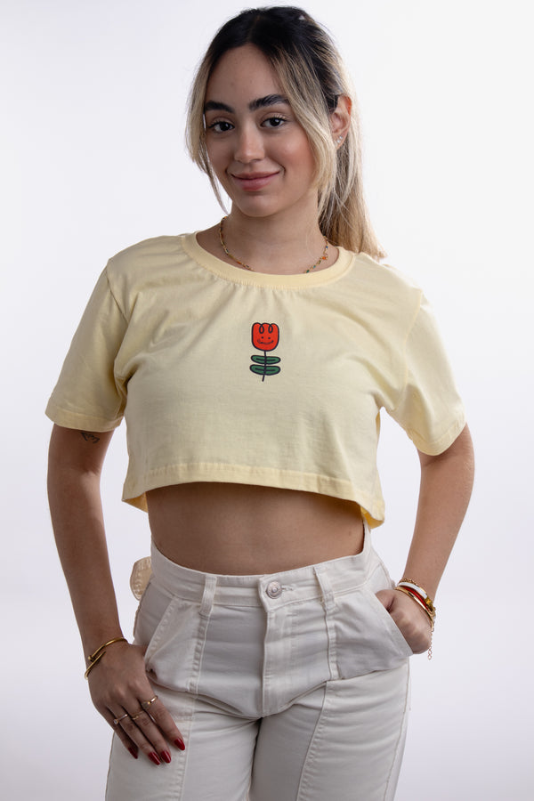 Cropped Overcome Tulip Amarelo Claro