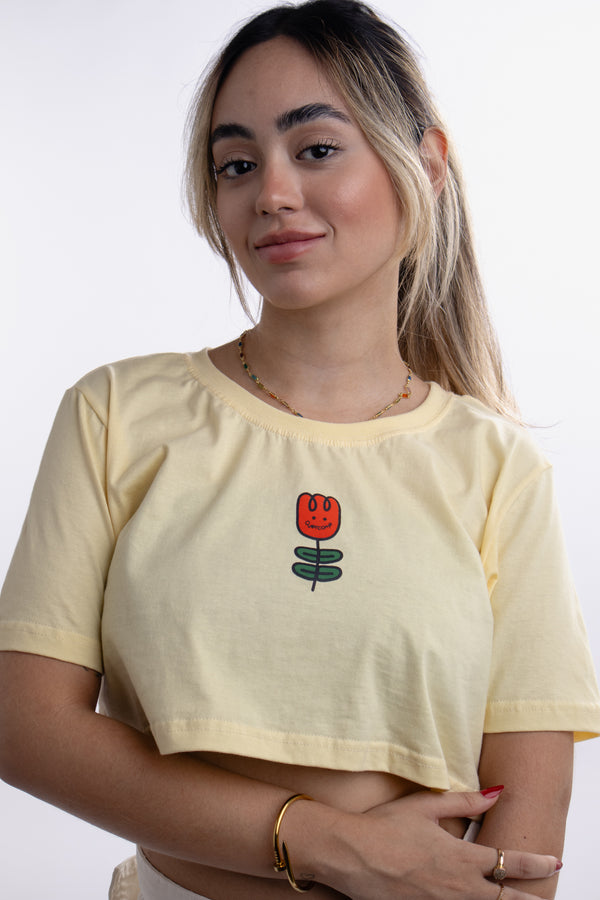 Cropped Overcome Tulip Amarelo Claro