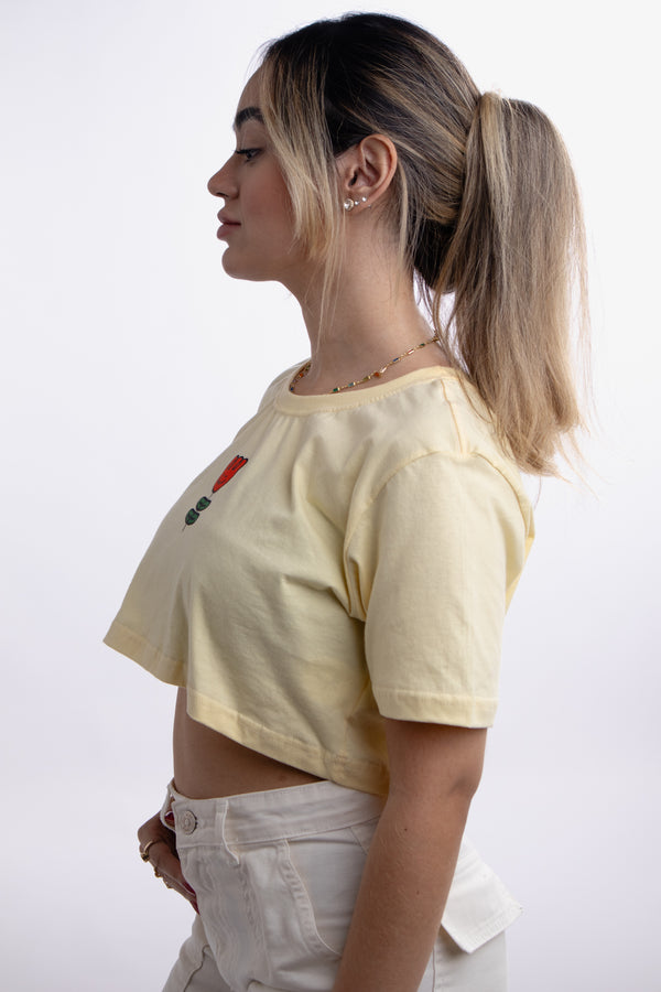 Cropped Overcome Tulip Amarelo Claro