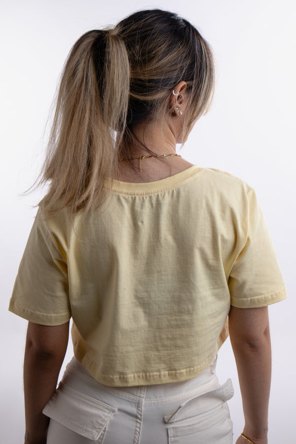 Cropped Overcome Tulip Amarelo Claro
