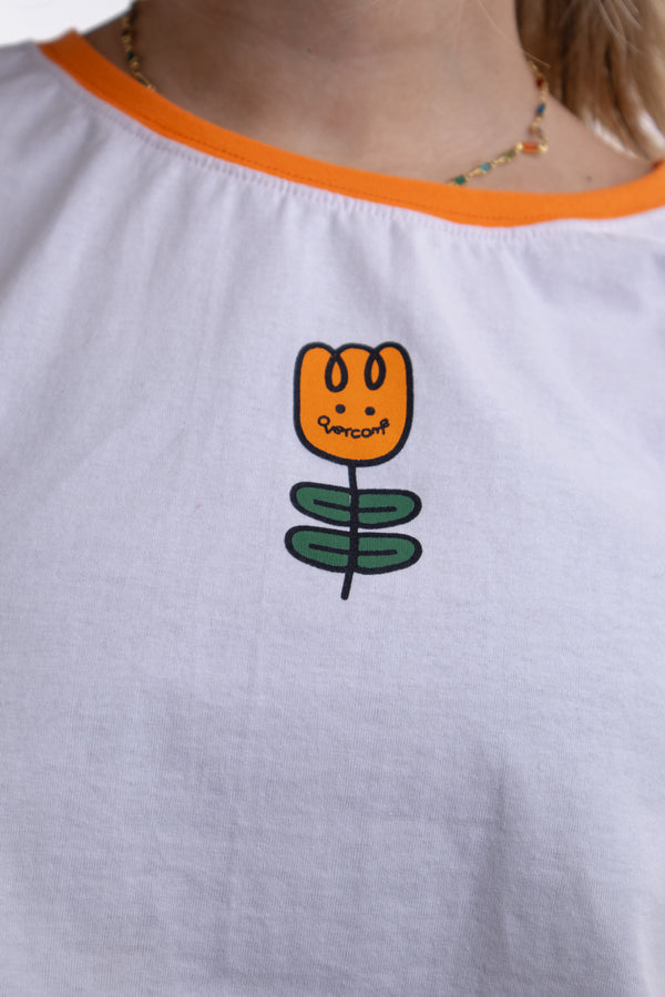 Cropped Overcome Tulip Branco/Laranja