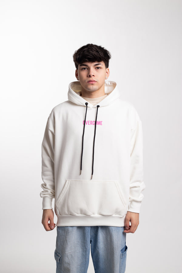 Moletom Overcome Canguru Mini Logobox Off White/Rosa-001