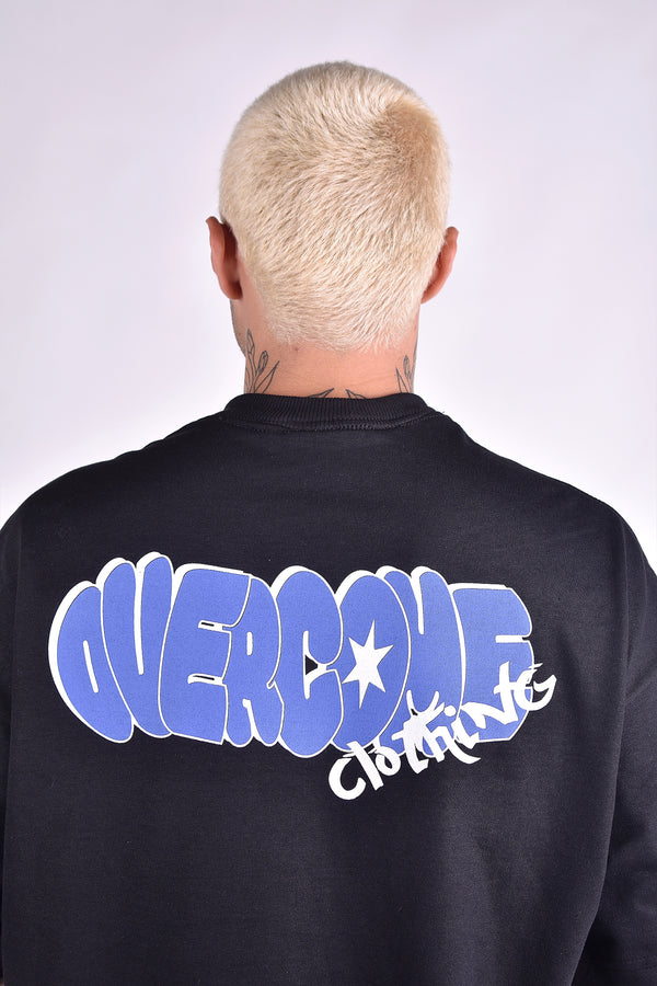 Camiseta Overcome Oversized Puffy Letters Preto