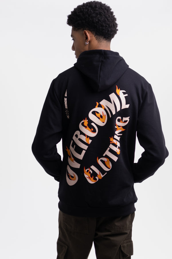 Moletom Canguru Overcome Fire Circle Preto-001